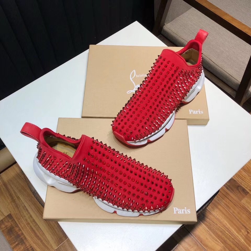 Christian Louboutin Women's Red Spike Sock Donna Sneakers