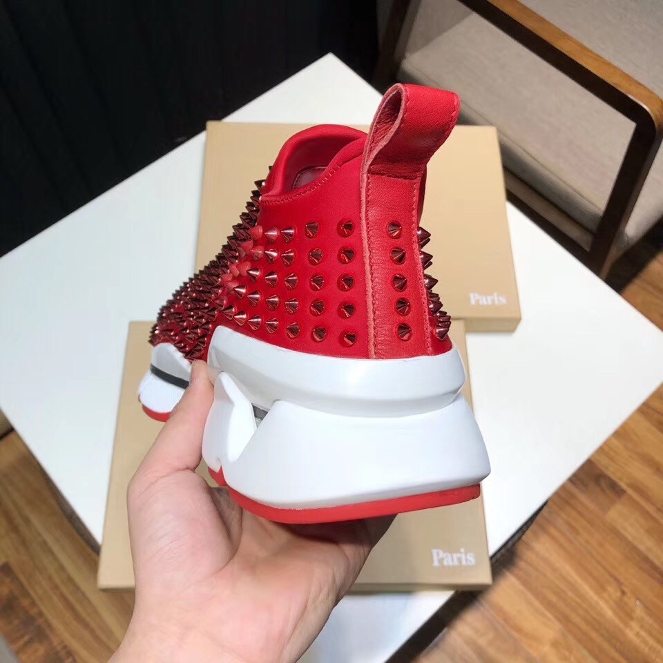 Christian Louboutin Women's Red Spike Sock Donna Sneakers