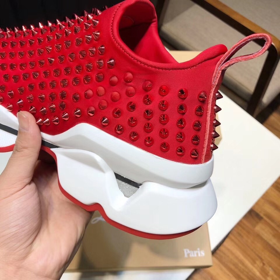 Christian Louboutin Women's Red Spike Sock Donna Sneakers