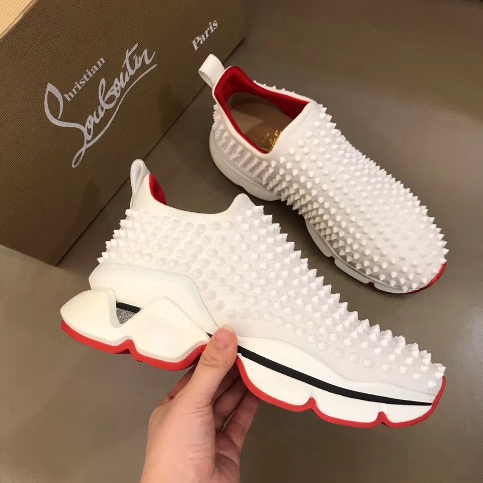 Christian Louboutin Women's White Spike Sock Donna Sneakers