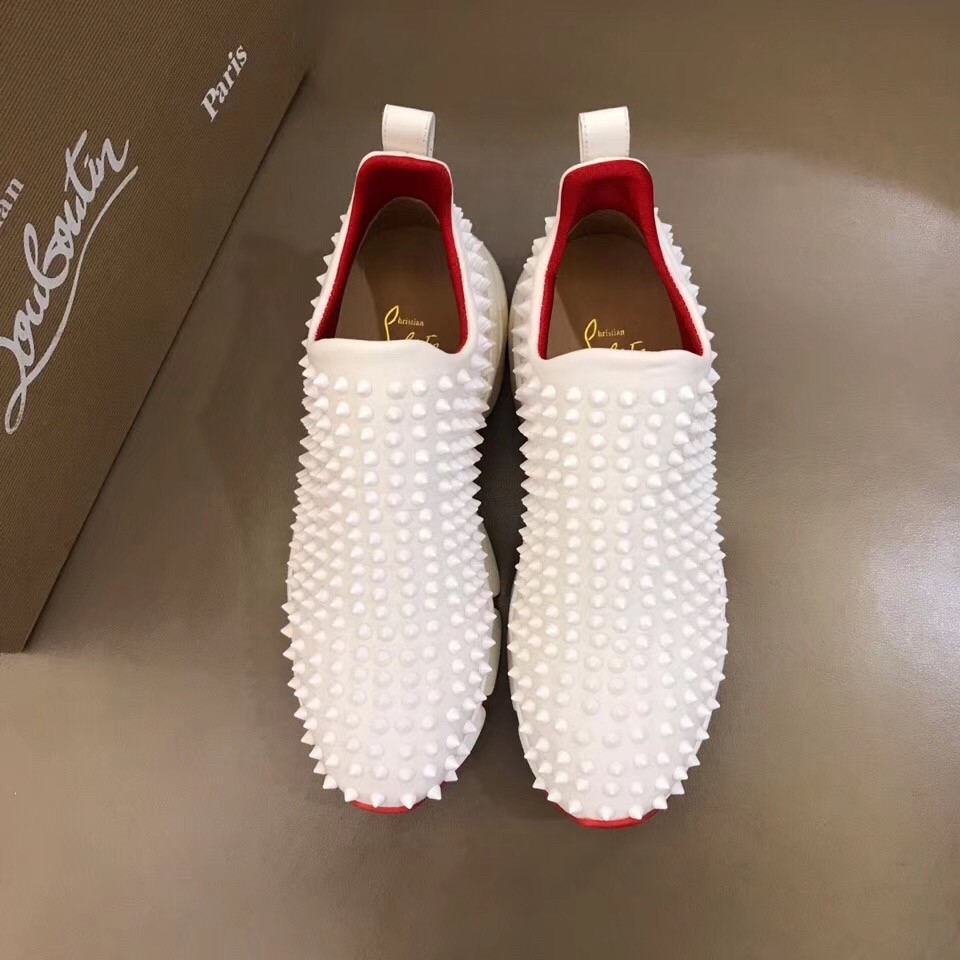 Christian Louboutin Women's White Spike Sock Donna Sneakers