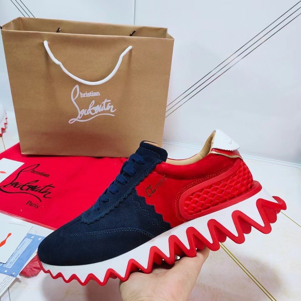 Christian Louboutin Women's Blue/Red Loubishark Sneakers