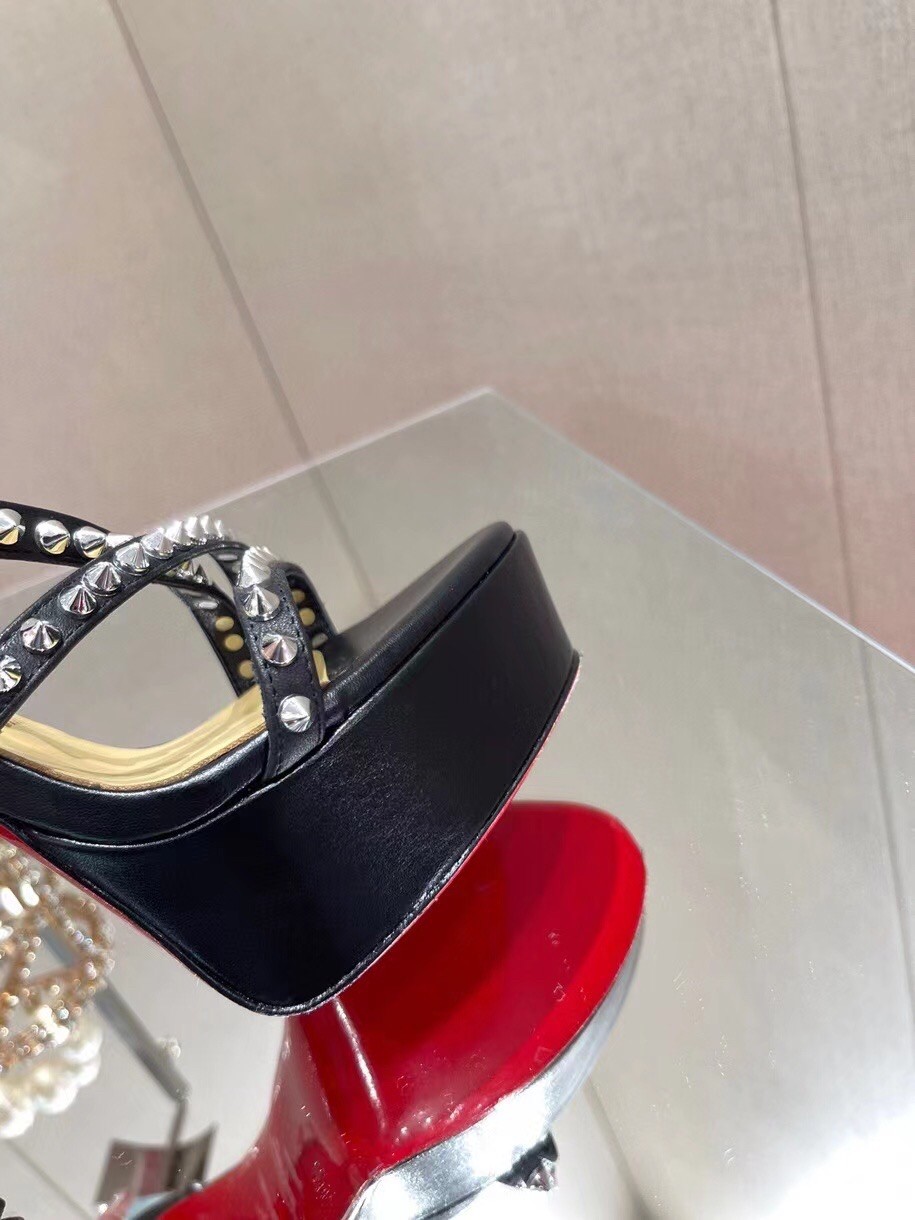 Christian Louboutin Black So Spike Alta 150mm Sandals