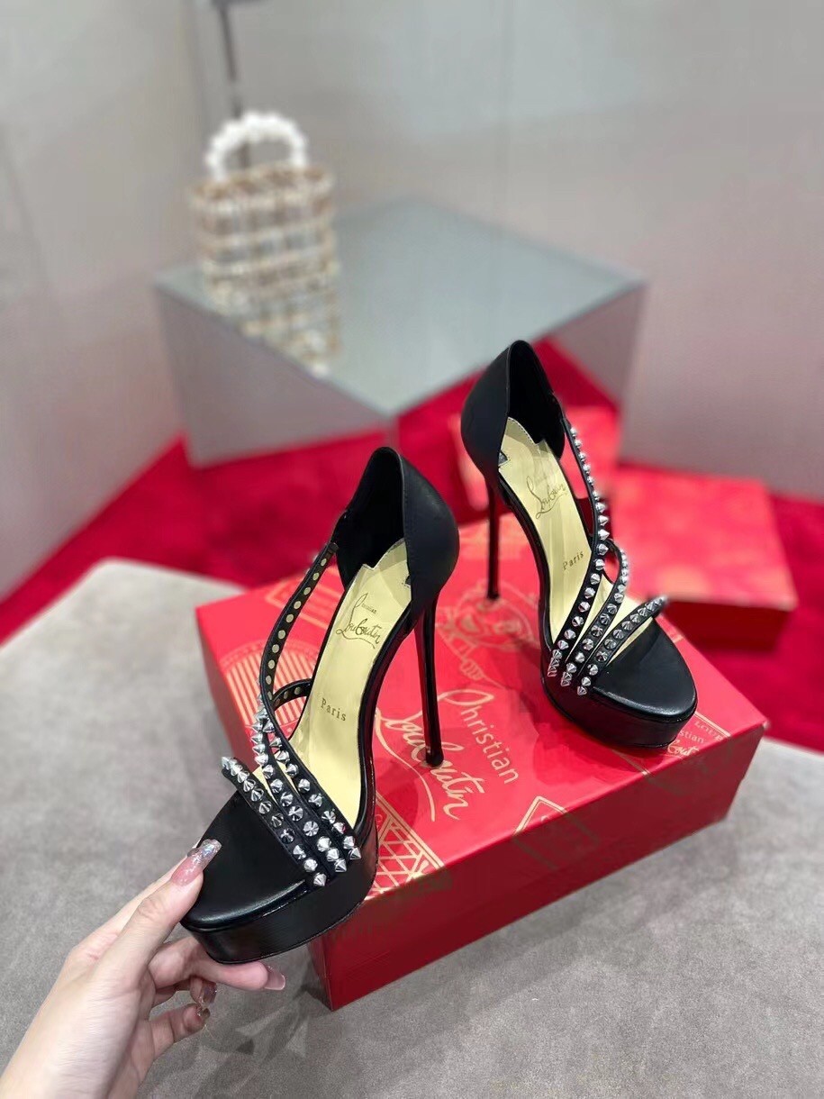 Christian Louboutin Black So Spike Alta 150mm Sandals