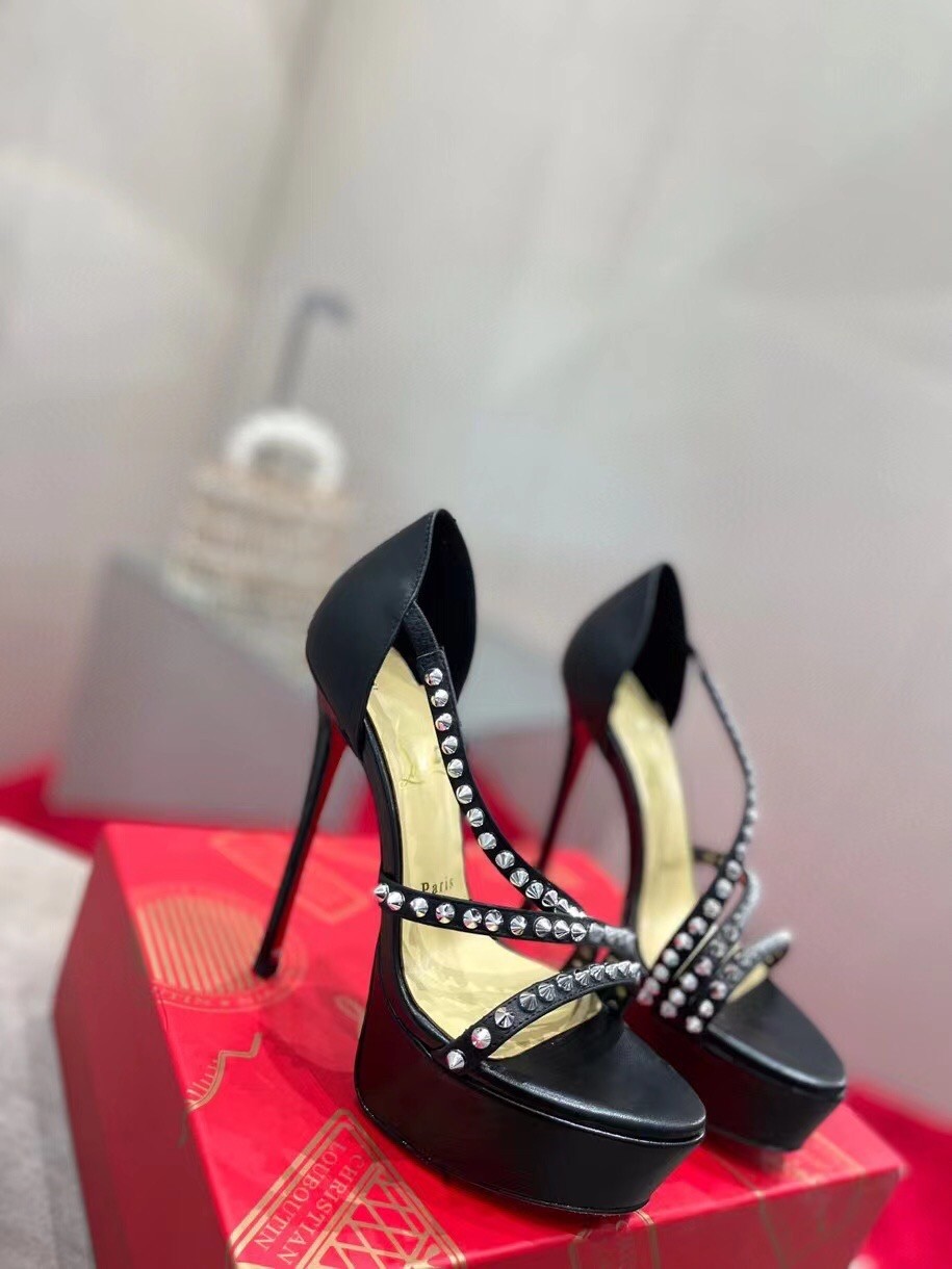 Christian Louboutin Black So Spike Alta 150mm Sandals