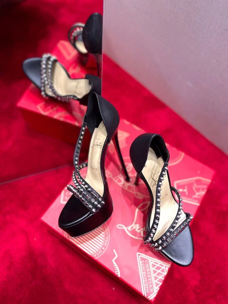 Christian Louboutin Black So Spike Alta 150mm Sandals