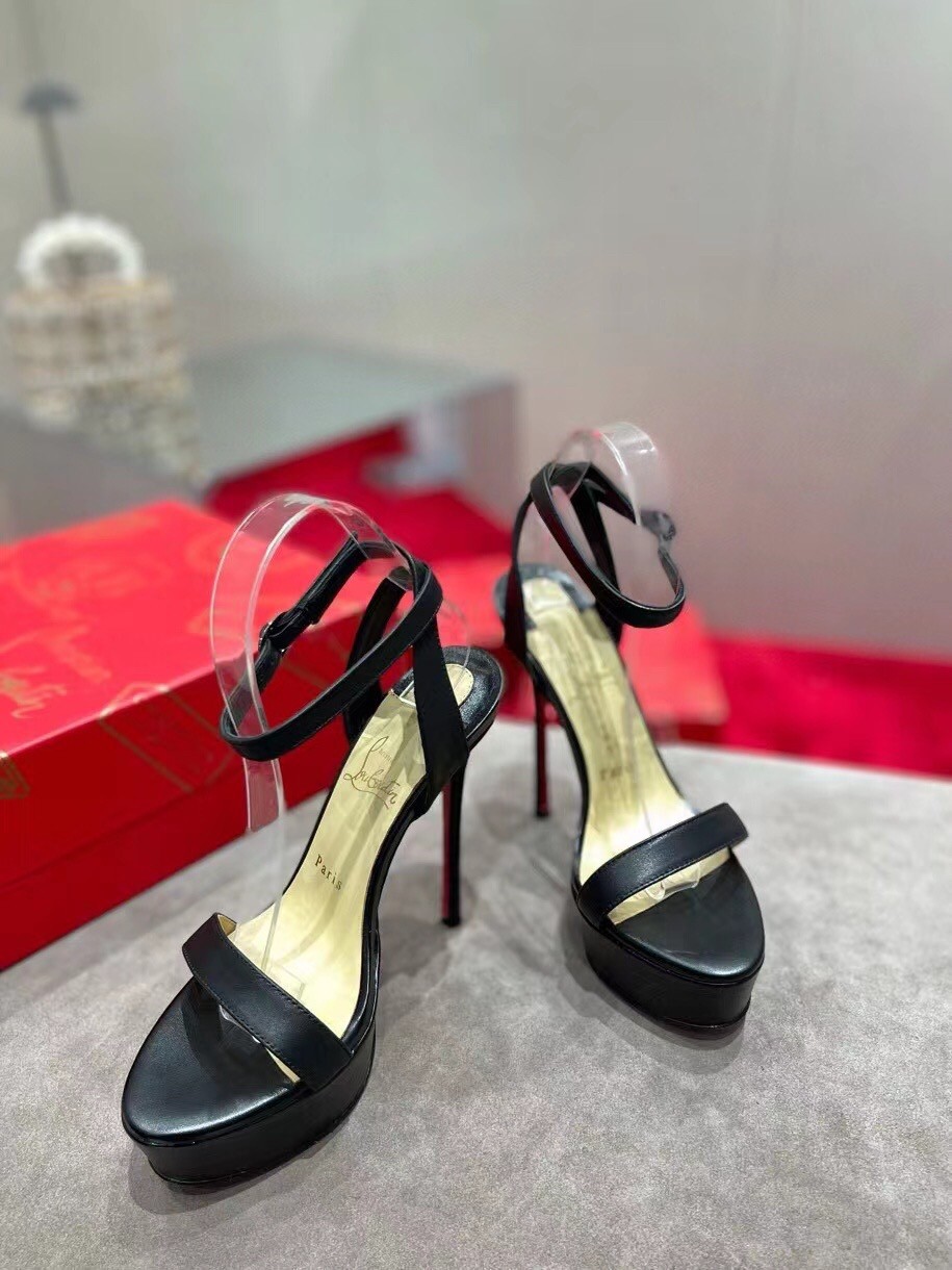 Christian Louboutin Black Loubi Queen Alta 150mm Sandals