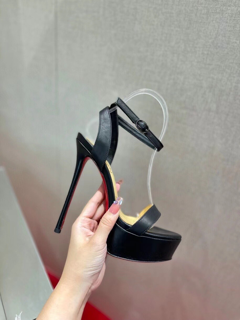 Christian Louboutin Black Loubi Queen Alta 150mm Sandals