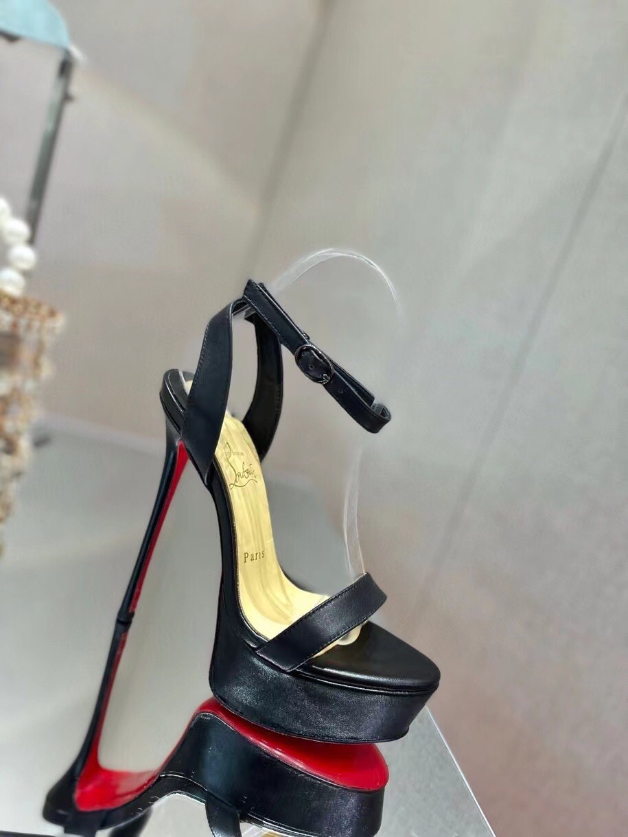 Christian Louboutin Black Loubi Queen Alta 150mm Sandals