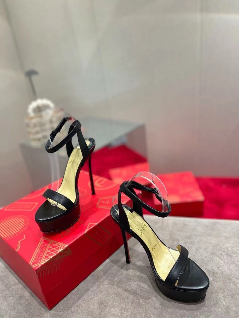 Christian Louboutin Black Loubi Queen Alta 150mm Sandals