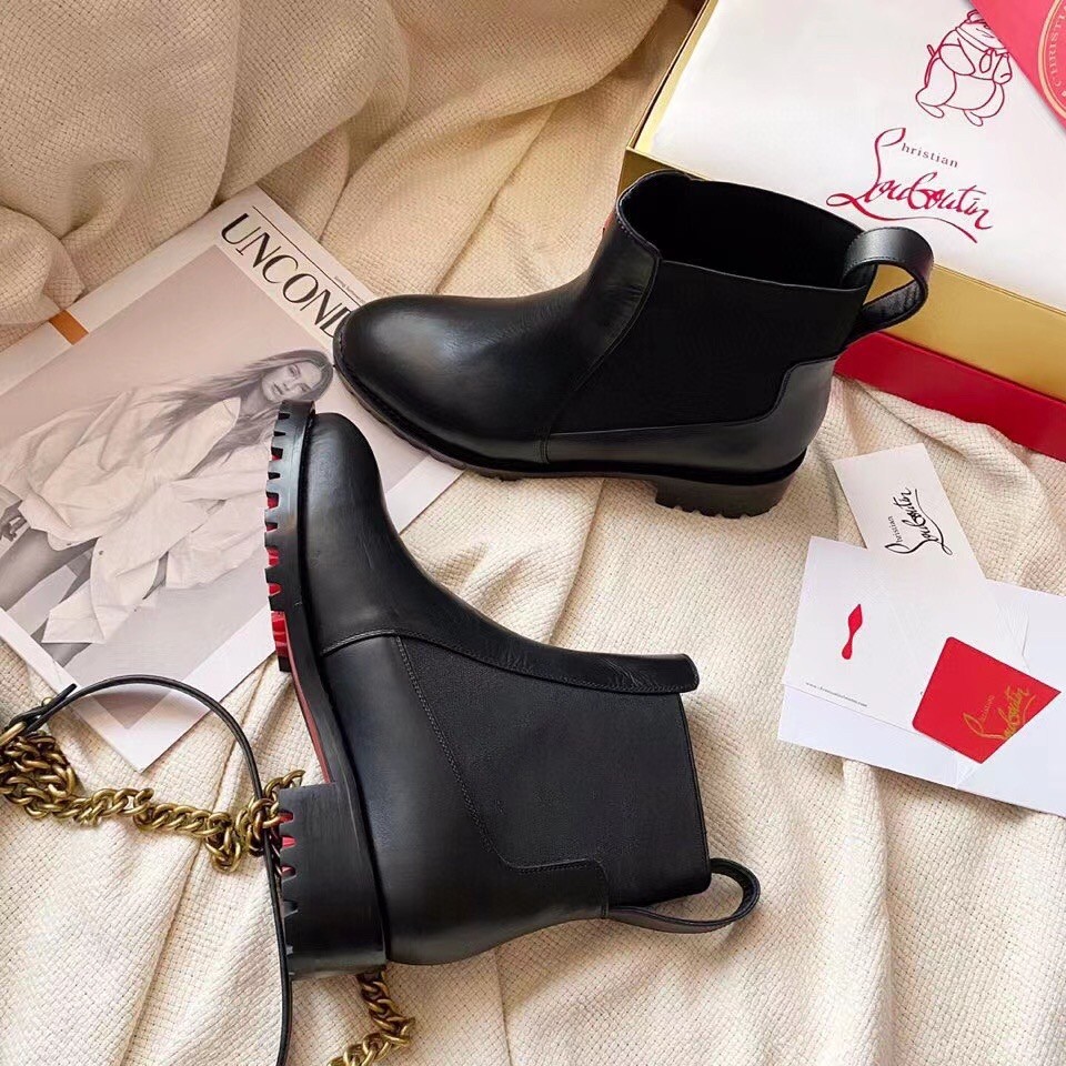 Christian Louboutin Black Marchacroche Flat Ankle Boots