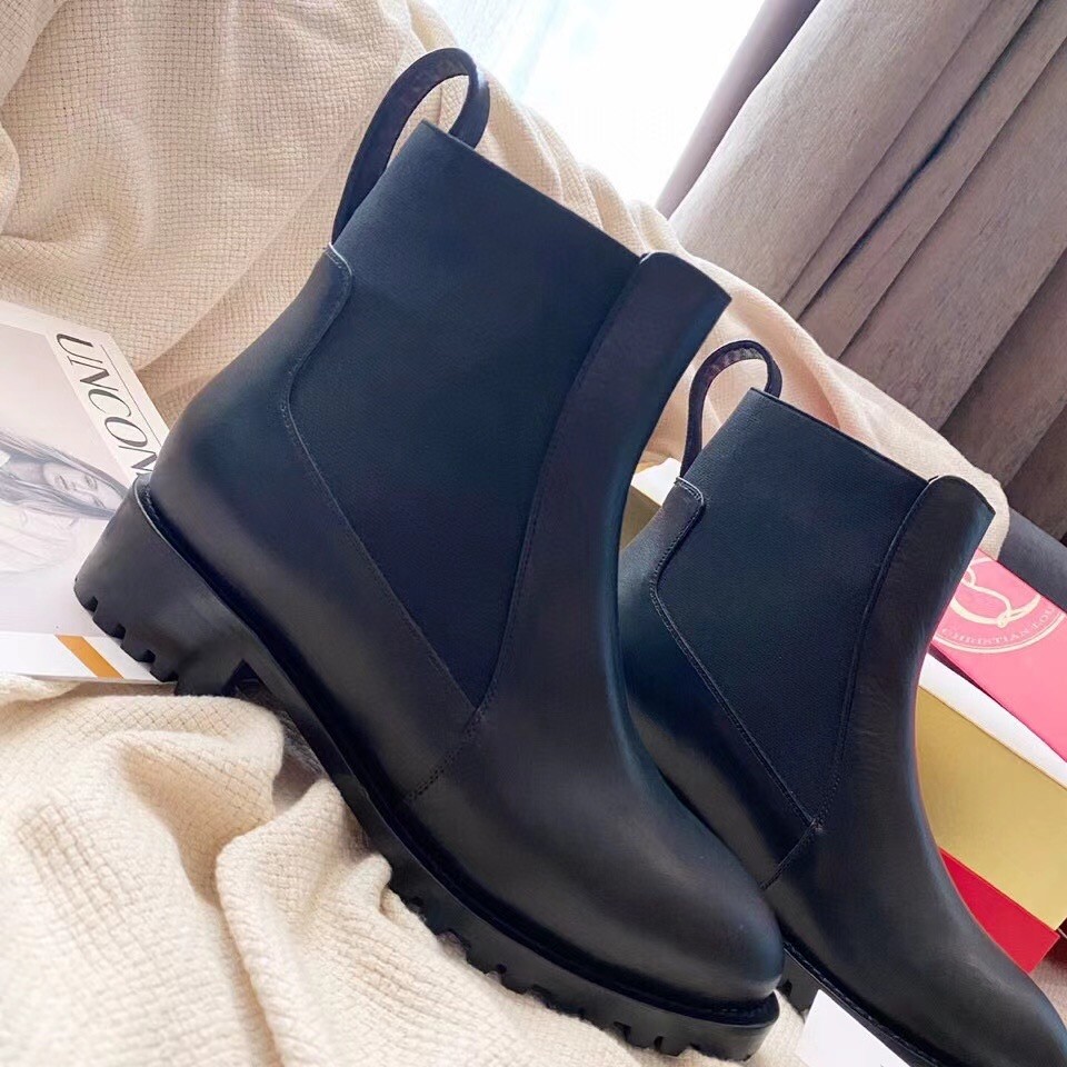 Christian Louboutin Black Marchacroche Flat Ankle Boots