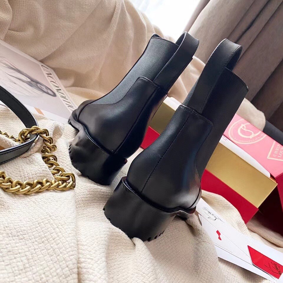 Christian Louboutin Black Marchacroche Flat Ankle Boots