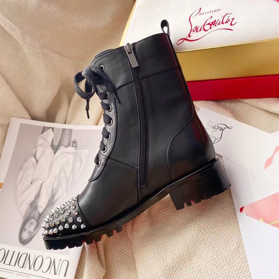 Christian Louboutin Black Ts Croc Flat Ankle Boots