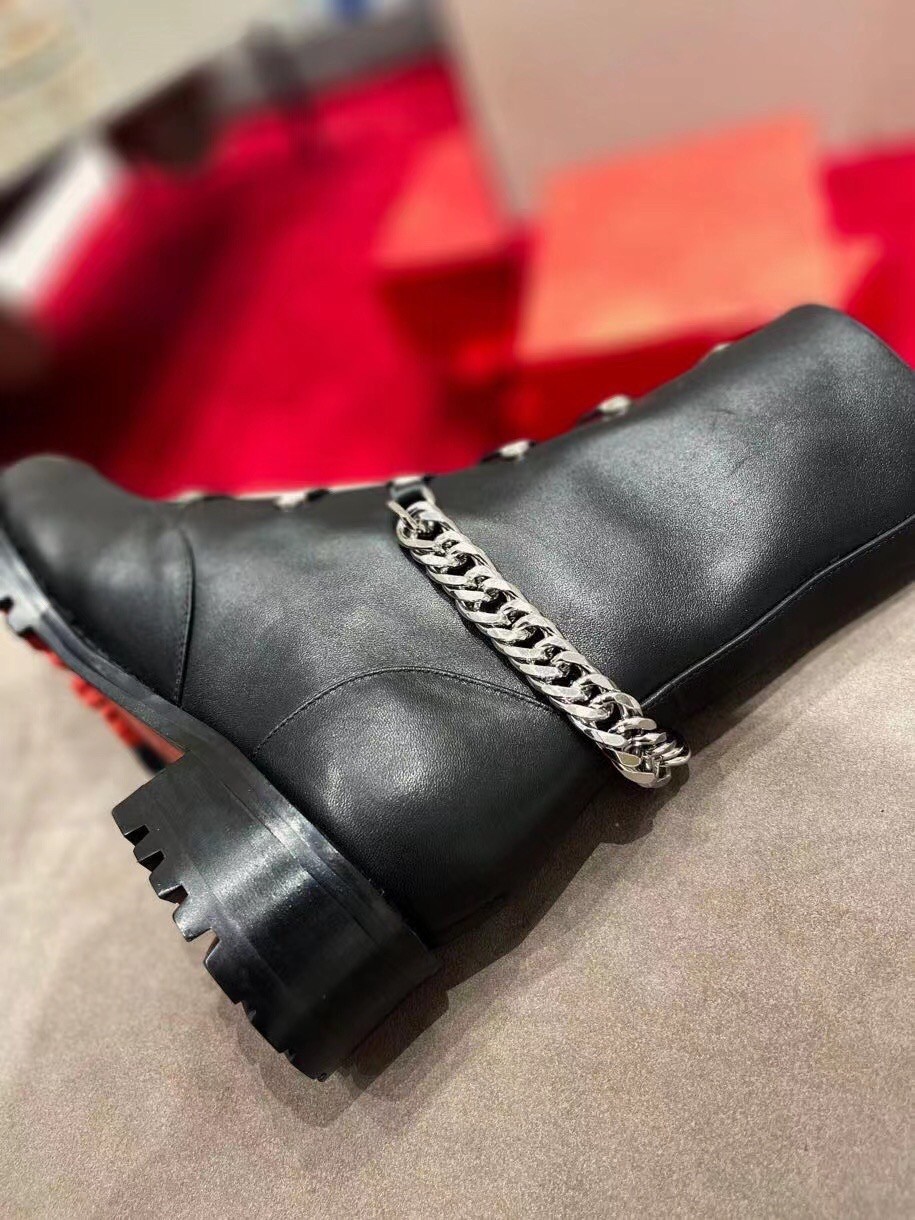 Christian Louboutin Horse Ankle Boots In Black Leather