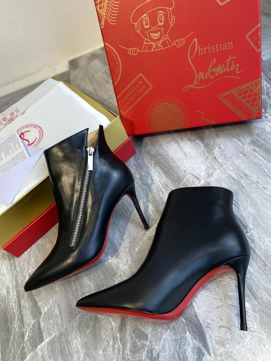 Christian Louboutin Birgikate 85mm Ankle Boots In Black Leather