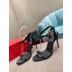 Christian Louboutin Goldie Joli 100mm Sandals In Black Satin