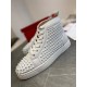 Christian Louboutin Men's Louis Spikes Flat Sneakers In White Leather