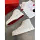 Christian Louboutin Men's Louis Spikes Flat Sneakers In White Leather