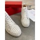 Christian Louboutin Men's Louis Spikes Flat Sneakers In White Leather