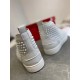 Christian Louboutin Men's Louis Spikes Flat Sneakers In White Leather