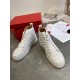 Christian Louboutin Men's Louis Spikes Flat Sneakers In White Leather