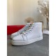 Christian Louboutin Men's Louis Flat Sneakers In White Leather