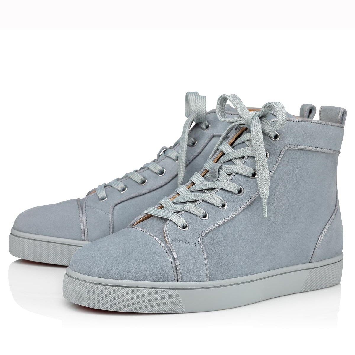 Christian Louboutin Men's Louis Orlato Flat Sneakers In Grey Suede