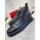 Christian Louboutin Men's Lou Spikes Flat Sneakers In Black Leather