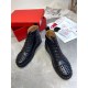 Christian Louboutin Men's Lou Spikes Flat Sneakers In Black Leather