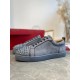 Christian Louboutin Men's Louis Junior Spikes Orlato Flat Sneakers Grey