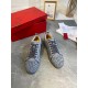 Christian Louboutin Men's Louis Junior Spikes Orlato Flat Sneakers Grey