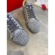 Christian Louboutin Men's Louis Junior Spikes Orlato Flat Sneakers Grey