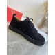 Christian Louboutin Men's Louis Junior Spikes Orlato Flat Sneakers Black