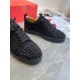 Christian Louboutin Men's Louis Junior Spikes Orlato Flat Sneakers Black