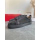 Christian Louboutin Men's Louis Junior Spikes Orlato Flat Sneakers Olive