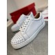 Christian Louboutin Men's Louis Junior Spikes Flat Sneakers In White Leather