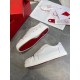 Christian Louboutin Men's Louis Junior Spikes Flat Sneakers In White Leather