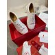 Christian Louboutin Men's Louis Junior Spikes Flat Sneakers In White Leather