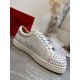 Christian Louboutin Men's Louis Junior Spikes Flat Sneakers In White Leather