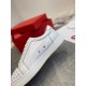 Christian Louboutin Men's Louis Junior Spikes Flat Sneakers In White Leather