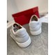 Christian Louboutin Men's Louis Junior Spikes Flat Sneakers In White Leather