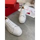 Christian Louboutin Men's Louis Junior Spikes Flat Sneakers In White Leather