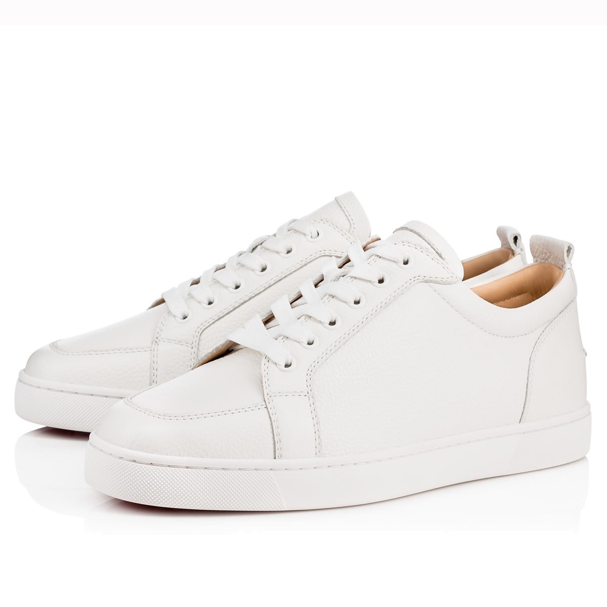 Christian Louboutin Men's Louis Junior Flat Sneakers In White Calfskin