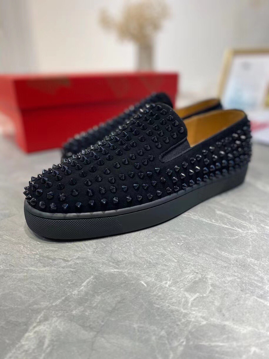 Christian Louboutin Men's Roller-boat Flat Sneakers Black