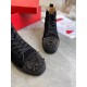 Christian Louboutin Men's Lou Pik Pik Strass Flat Sneakers Black