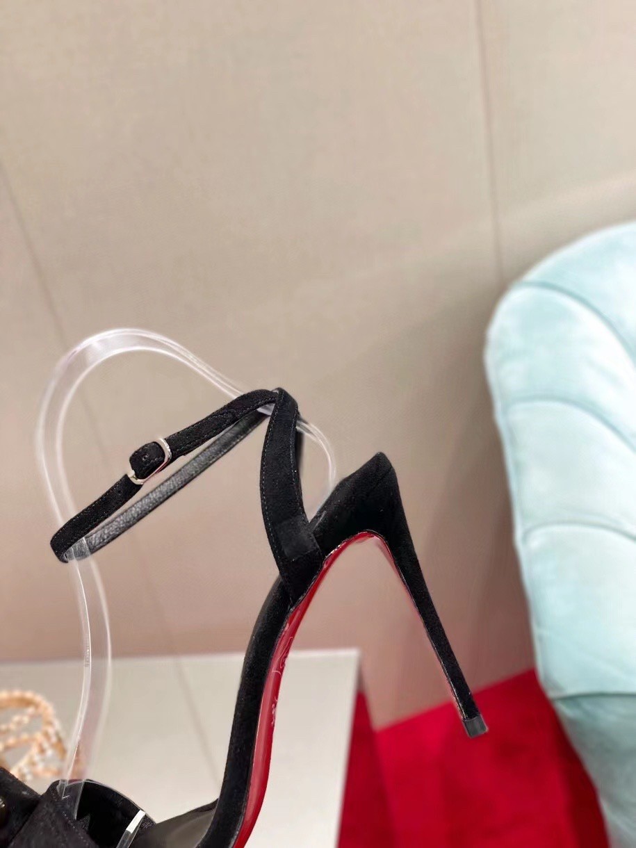 Christian Louboutin Umberta 100mm Sandals In Black Suede