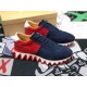 Christian Louboutin Men's Loubishark Sneakers In Blue/Red Suede