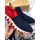 Christian Louboutin Men's Loubishark Sneakers In Blue/Red Suede