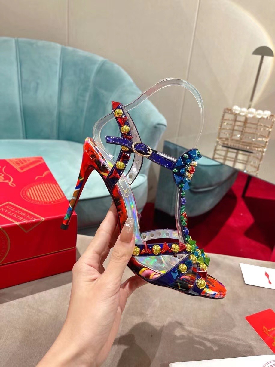 Christian Louboutin Goldora 100mm Sandals with Multicoloured Spikes